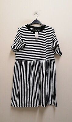 River Island Black stripe mini dress size UK12 EUR 38 {Z3}