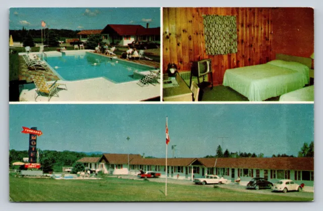 Vintage Tri Photo PC Forward's Motel Sign Adirondacks Old TV Cars Hot Water Pool
