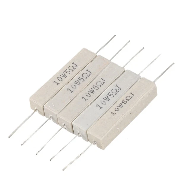 5pcs Wirewound Ceramic Cement Resistor 5 Ohm 10W Watt 5% W4G7