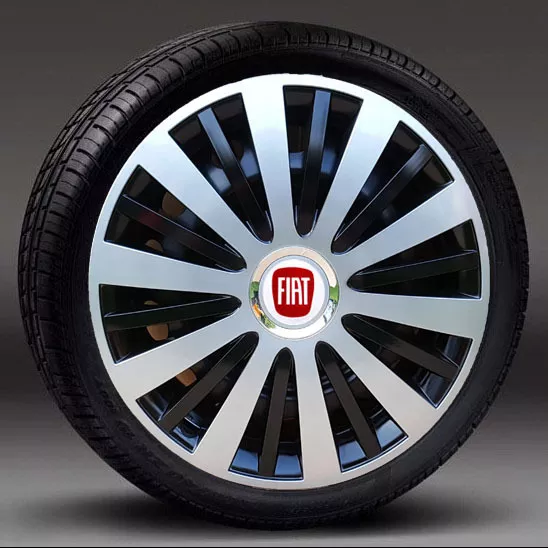 Finiture ruote nero/argento 16", Coprimozzo, Copri per adattarsi a Fiat Punto, Doblo MK3,Scudo