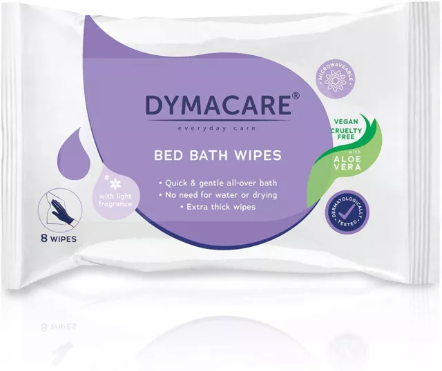 Dymacare Fragranced Bed Bath Wipes, Pack of 8