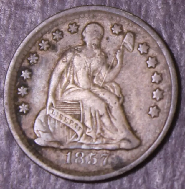 1857 Seated Liberty Half Dime XF Bargain Bin ......................... Lot 4636