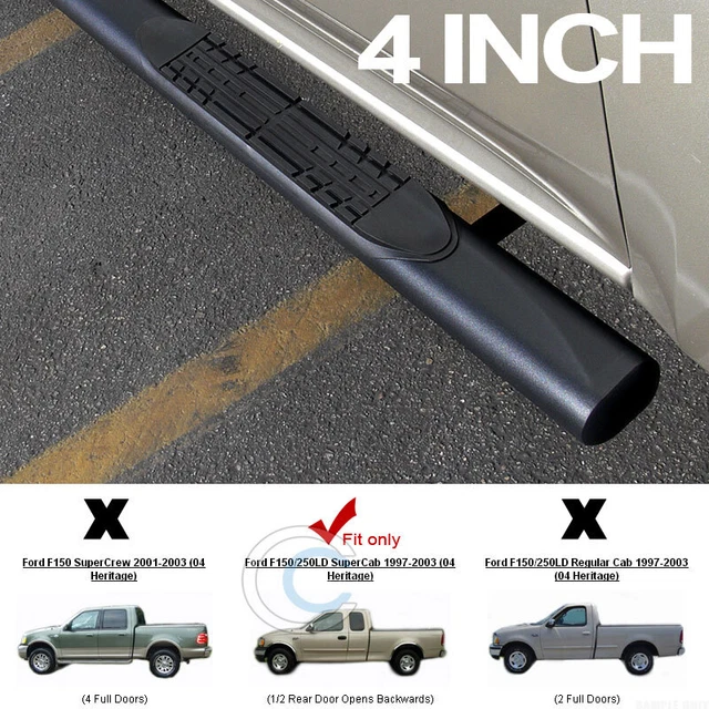 4" Matte Blk Oval Side Step Nerf Bars Rail Boards 97-04 Ford F150 F250 Super Cab