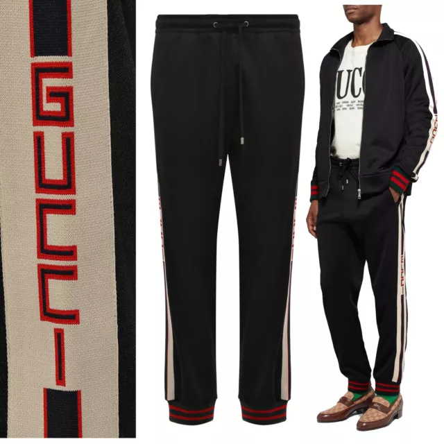 GUCCI PANTS MENS TRACK LOGO LOUNGE TROUSERS w WEB TECH JERSEY $1150 sz XXXL