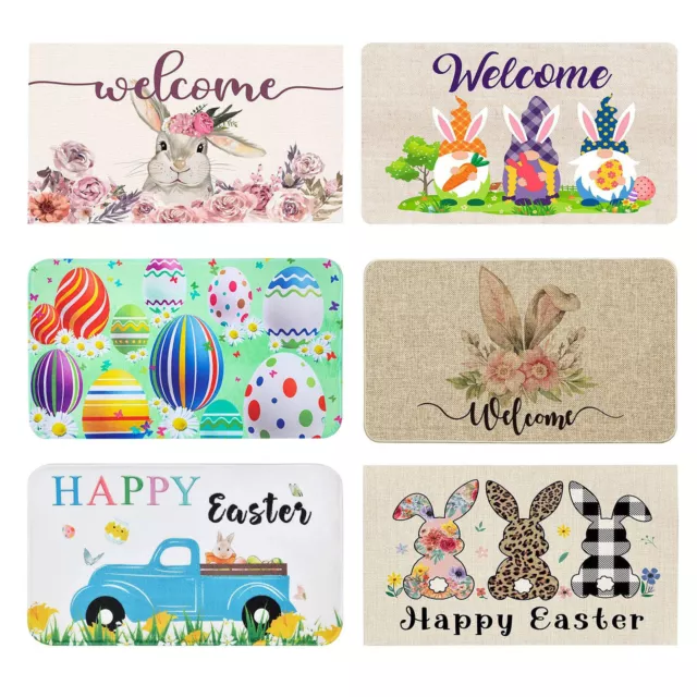 Easter Welcome Door Mat Happy Easter Rabbit Rugs Indoor Outdoor Doormats Decor