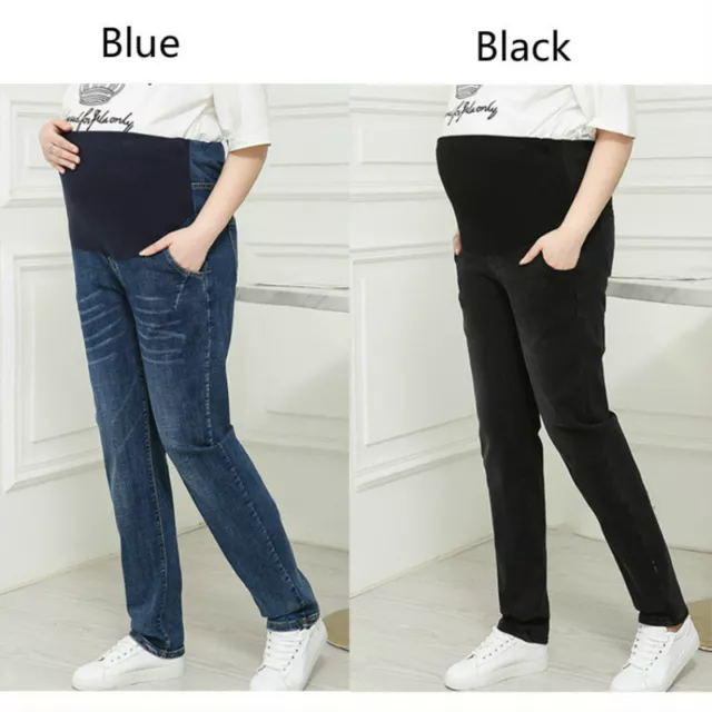 Pregnant Jeans Maternity Denim Pants Stretchy Trousers Prop Belly Leggings