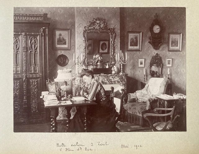 Tirage Argentique Vintage Intérieur Bourgeois – Circa 1900, Format 12,5x17,5 Cm, Photo D'époque