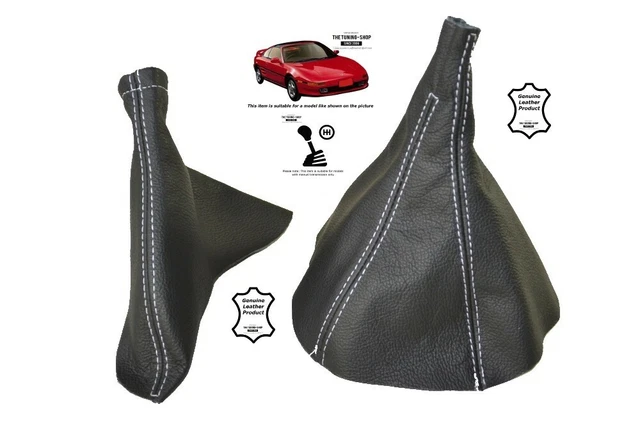 Gaiter Freno a Mano Ingranaggio per Toyota MR2 MK2 1989-2000 Pelle Cuciture Bianche