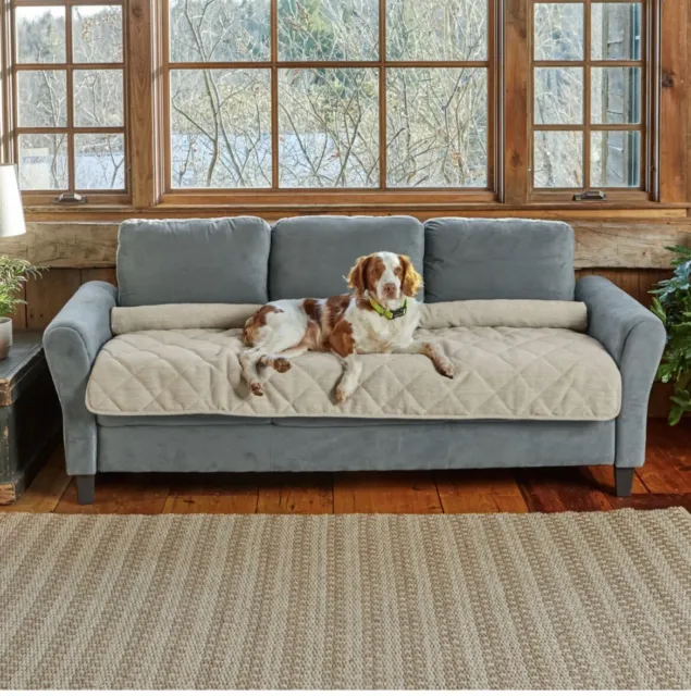 New Orvis Tight Grip Bolster Furniture protector 55" Wheat Dog Loveseat