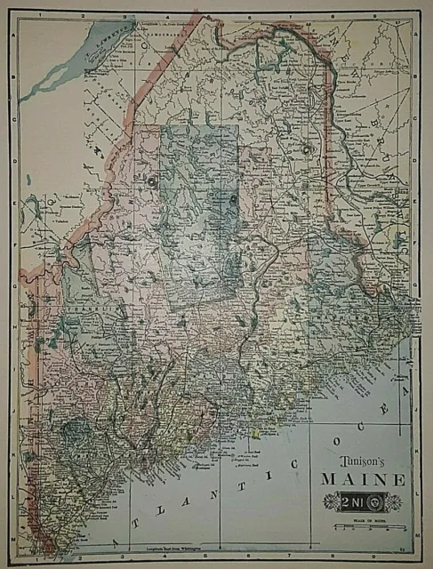 Old Vintage 1902 Tunison's Atlas Map ~ MAINE ~ Original ~ Free S&H