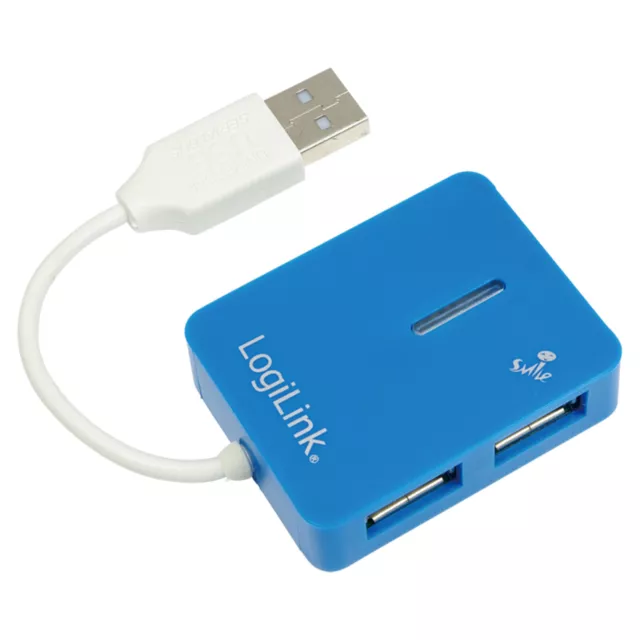 LogiLink USB 2.0 Hub Smile 4 Port Anschlüsse Blau max 480 MBit/s UA0136 NEU OVP