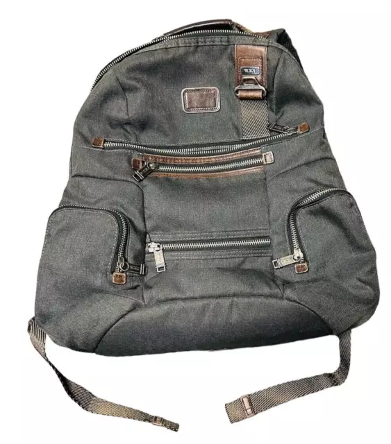 Tumi Alpha Bravo Knox Backpack Rucksack Canvas Zippers Handle Gray 22681ATH2