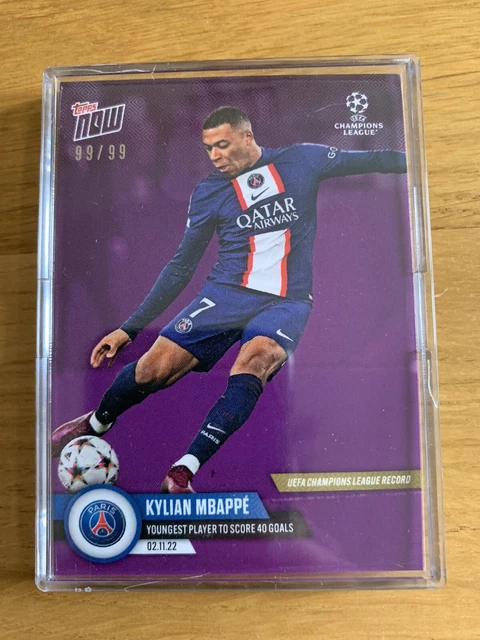 Kylian Mbappe 99/99 PURPLE PARALLEL Topps Now 2023 Champions League