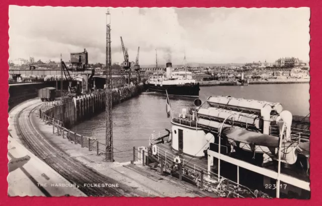 Vintage Postcard - Ship Isle of Thanet - Harbour, Folkestone, Kent - c1958 RP