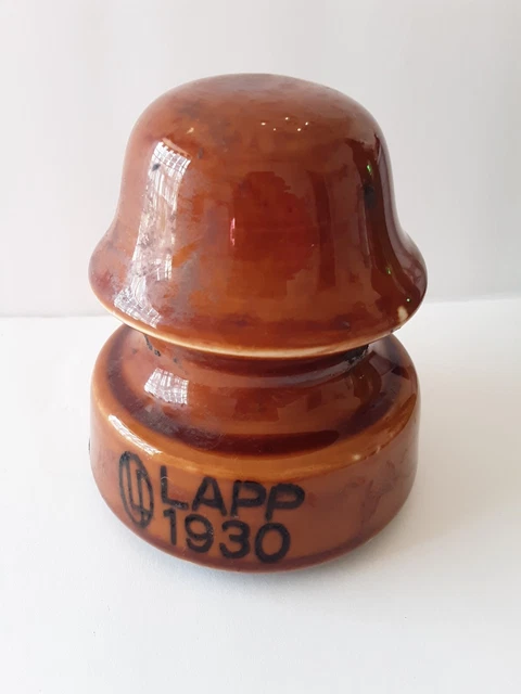 Vintage LAPP 1930 Porcelain Ceramic Insulator, Light Brown