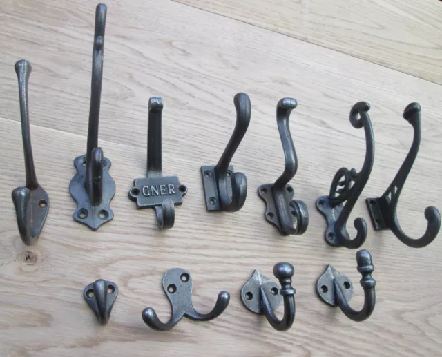 Choose from 21 designs ANTIQUE CAST IRON COAT HOOKS/OLD VINTAGE HAT HANGING PEGS