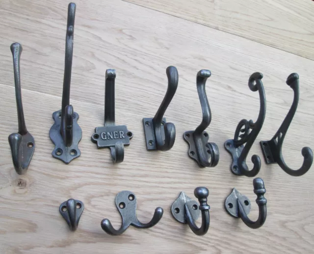 Antique Cast Iron Coat Hooks, Vintage Hat Hooks