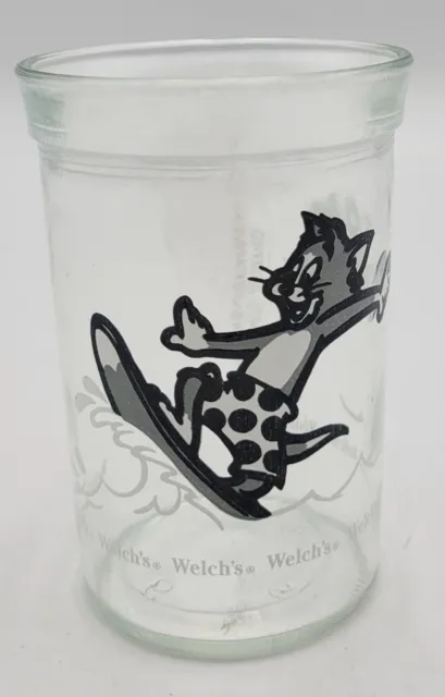 Vintage Welch's Tom and Jerry Surfing Jelly Jar Glass 1990