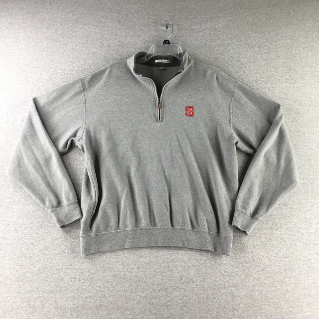 NC State Sweater Mens Large Peter Millar Quarter Zip Grey Pullover Football