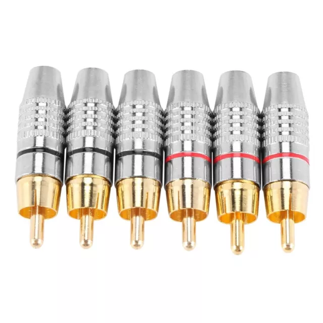 RCA Male Plug Adapter, Audio Phono Gold Plated Solder Connector,Hi End - 6-Pack