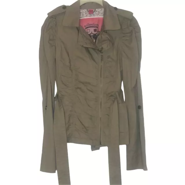 Bernardo Olive Collection B Womens Cargo Utility Jacket with Belt Small