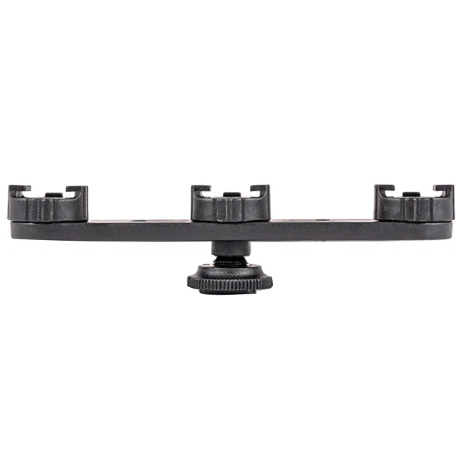 3 in 1 Aluminum Camera Triple Hot Shoe Mount Adapter Bracket Holder Support L