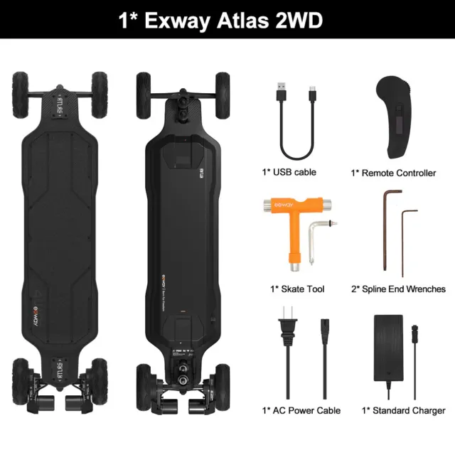 Exway ATLAS 2WD elektrischer Skateboard Dual Motor 3000W 48km/h 30km Remote DHL 2