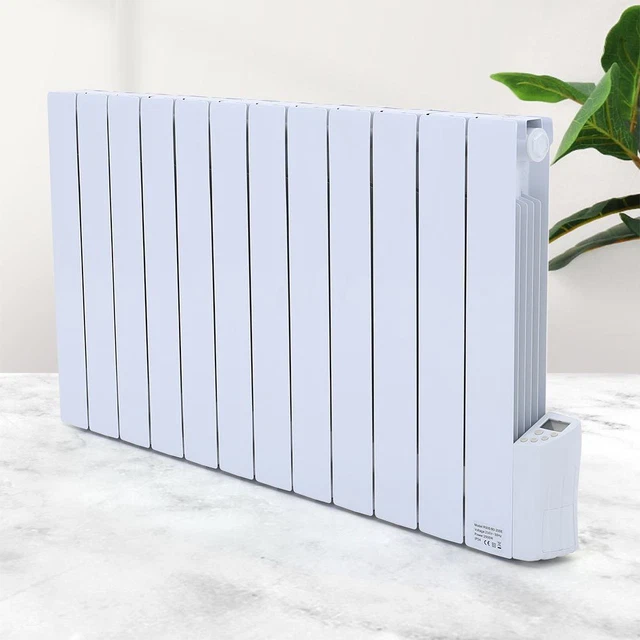 ELECTRIC FINS PANEL Heater Radiator With Timer Thermostat Wall Mount ...