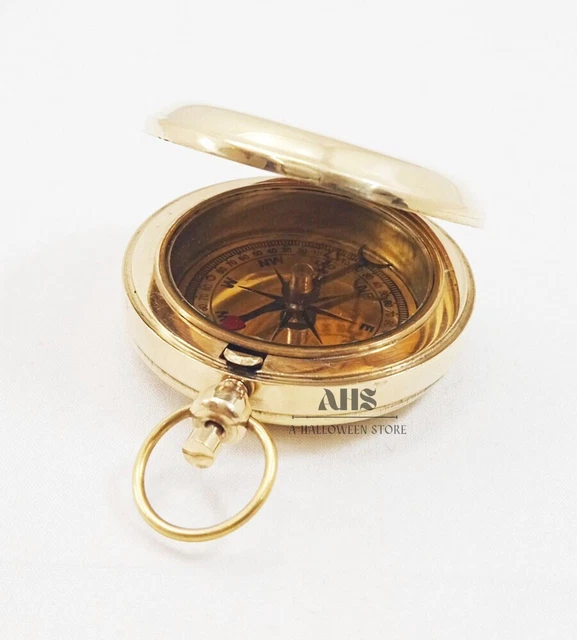 Push Button Compass VINTAGE NAVIGATIONAL MARITIME Brass Push Button Pocket Compass $63.68 ...