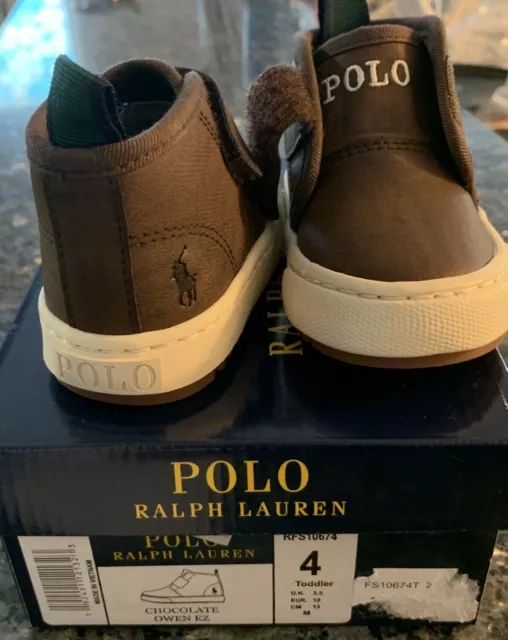 NEW Boys Polo Ralph Lauren Toddler Boy's OWEN-EZ BROWN LEATHER Boots Shoes-sz 4