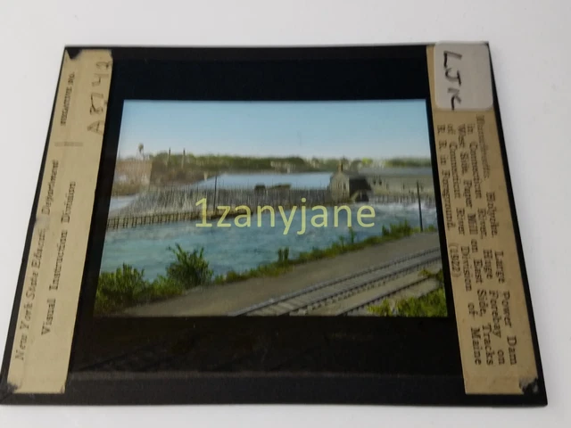 LJK Glass Magic Lantern Slide Photo MASSACHUSETTS HOLYOKE LARGE POWER DAM