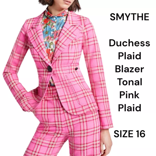 SMYTHE Duchess Plaid Blazer - Tonal Pink Plaid size 16