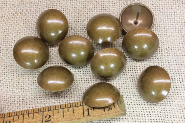 10 Old LARGE Brass Tacks 7/8” Round Head Vintage Furniture Feet French Natural