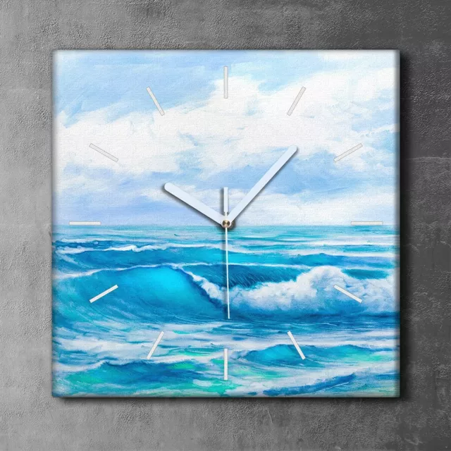 Canvas Clock Print Photo Picture Image painting of the sea on Sketch 30x30