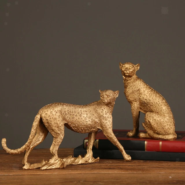 Europäischen Cheetah Statue Figurine Panther Leopard Skulptur Home Office