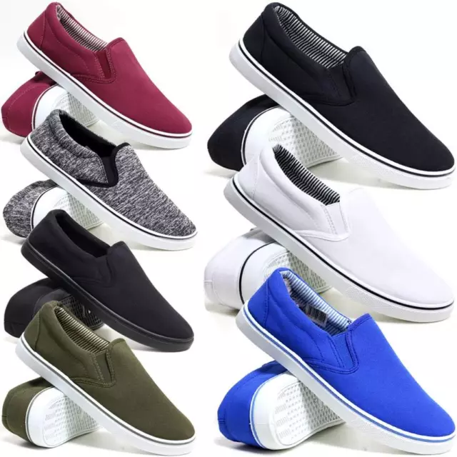 Mens Slip On Casual Canvas Espadrilles Deck Plimsolls Trainers Pumps Shoe Size