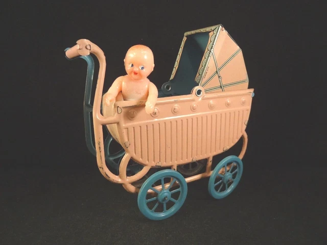 Ancien landau miniature Tôle Lithographié Ges Gesch