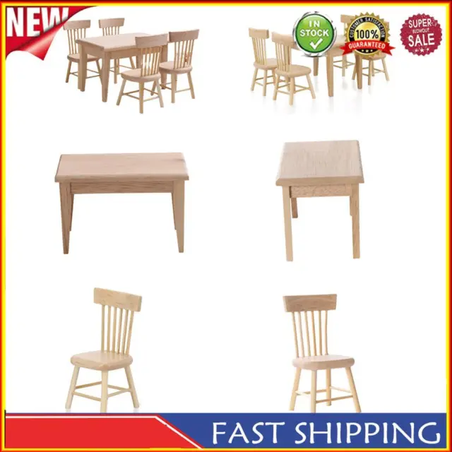 1 12 Dollhouse Miniature Furniture Kids Wooden Dining Table Chair Model Set Toy