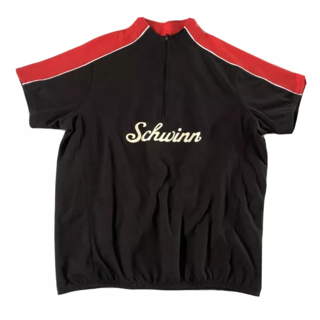 Schwinn Men’s 1/4 Zip Classic Black & Red Cycling Jersey Big Logo, Size L.