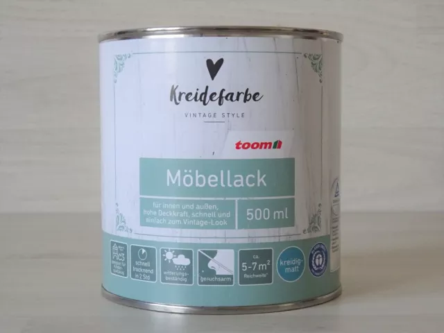 Kreidefarbe Möbellack 500 ml Farbe Lack Vintage kreidig matt Holzlack Metall