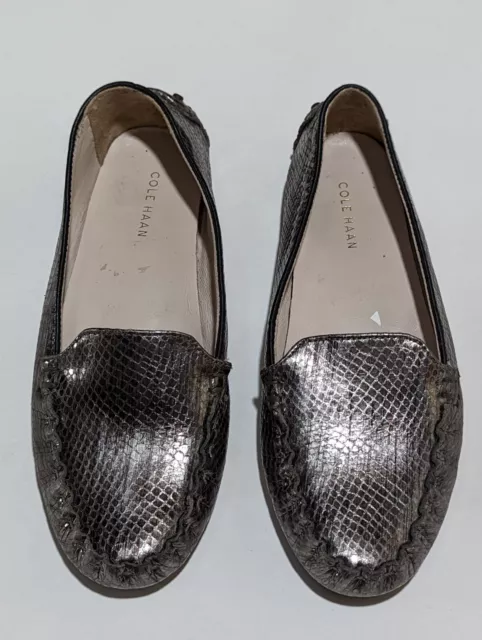 Cole Haan Womens Metallic Snakeskin Embossed Driving Loafer Moccasins W02367 7B