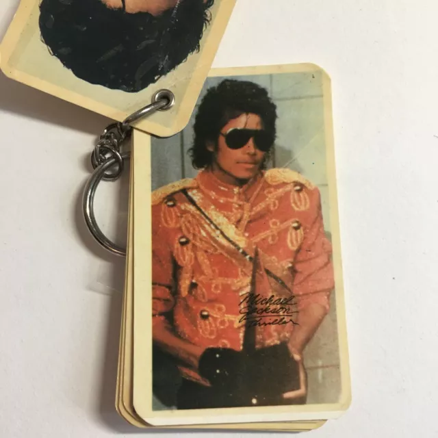 Michael Jackson Thriller Keychain Vintage 3" Double Sided Phtotos 1980's New