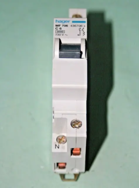 Disjoncteur 20A Hager - 1P+N - 4.5-6kA - courbe C - Réf. MJT720
