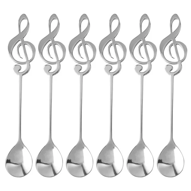 Paquete de 6 cucharaditas dulces acero inoxidable música moldeado café desse M8Z1
