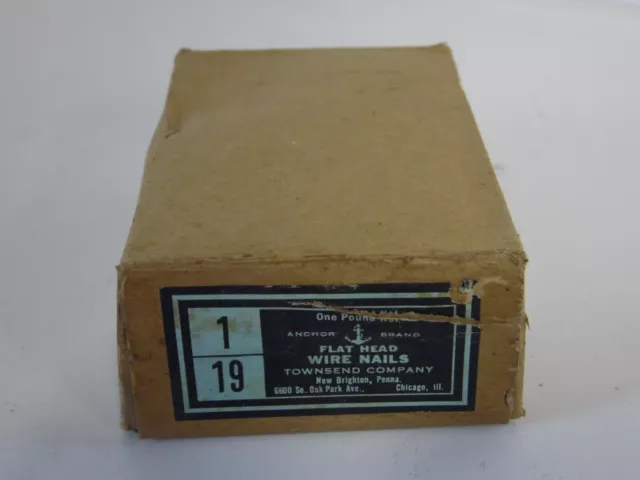 VTG anchor brand townsend company flat head wire nails 1"  19 1 pound box