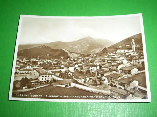 Cartolina Alta Val Seriana - Clusone - Panorama visto dal Castello 1937.