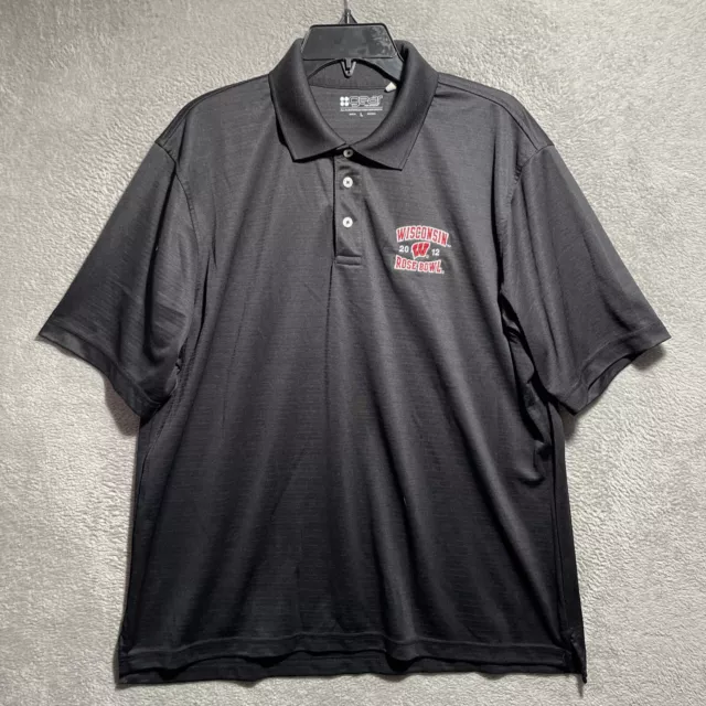 Wisconsin Rose Bowl Football 2012 Polo Shirt Mens L NCAA Gray Mens Large Gear