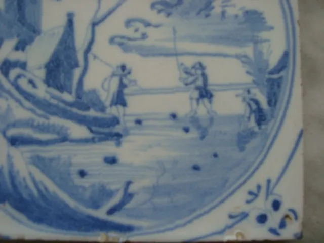 rare 18th century delft handpainted dutch delftware tile golf, sport  kolf 2