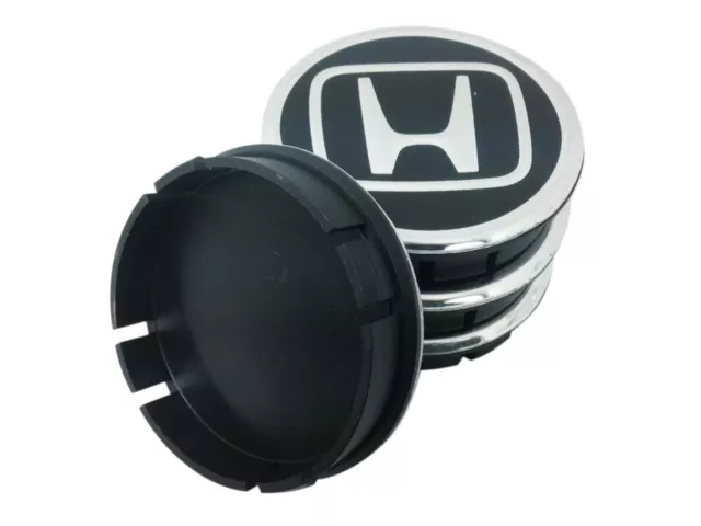 4 x Copri Mozzo Centro Ruota Lega 60mm/55mm Logo Emblema per HONDA Nero 3