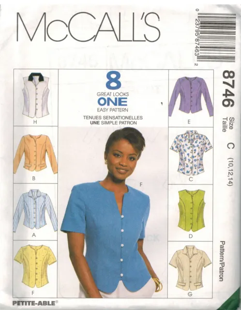 8746 UNCUT Vintage McCalls Pattern Misses Semi Fitted Top Shirt SEWING OOP FF